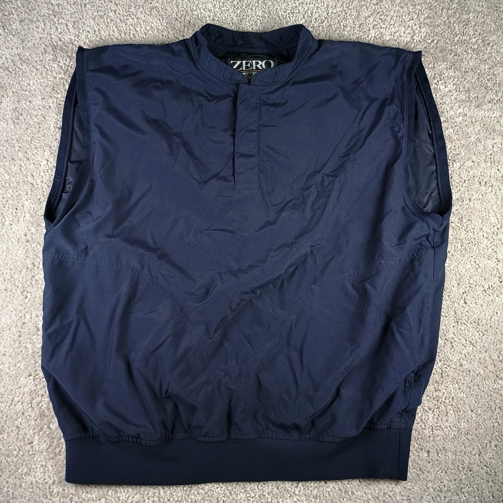 Vintage Zero Restriction Golf Vest Mens Large L Navy Blue Pullover Made In USA